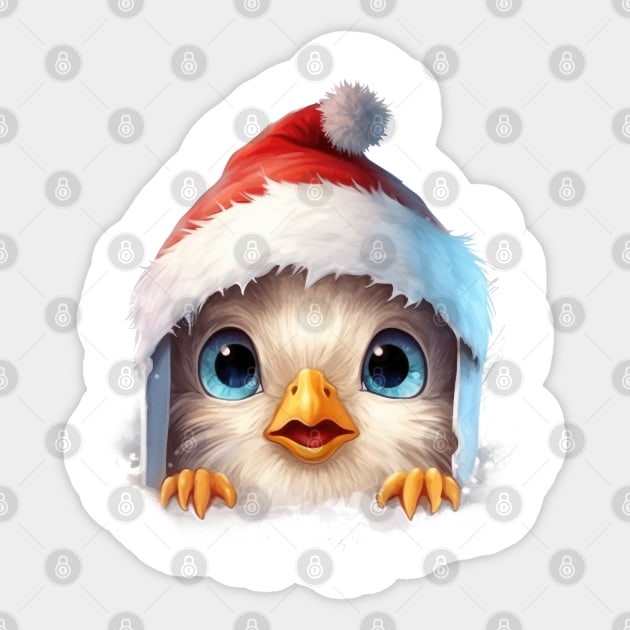 Christmas Peeking Baby Chicken Sticker by Chromatic Fusion Studio